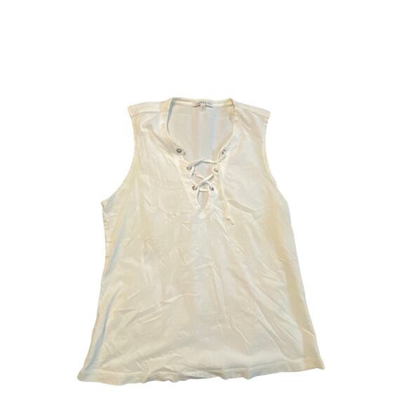 Track & bliss white lace up tank top - Picture 1 of 2